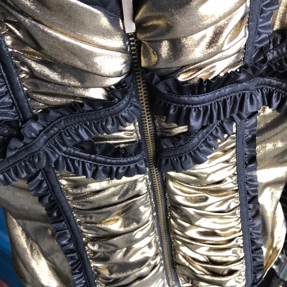 Bebe shirred metallic ruffle corset xs - Picture 2 of 8